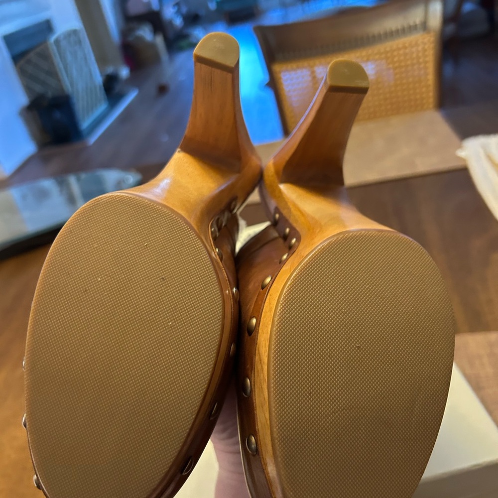 NIB Coach Brown Leather Georgia Mules with Stud Accents - Picture 5 of 10